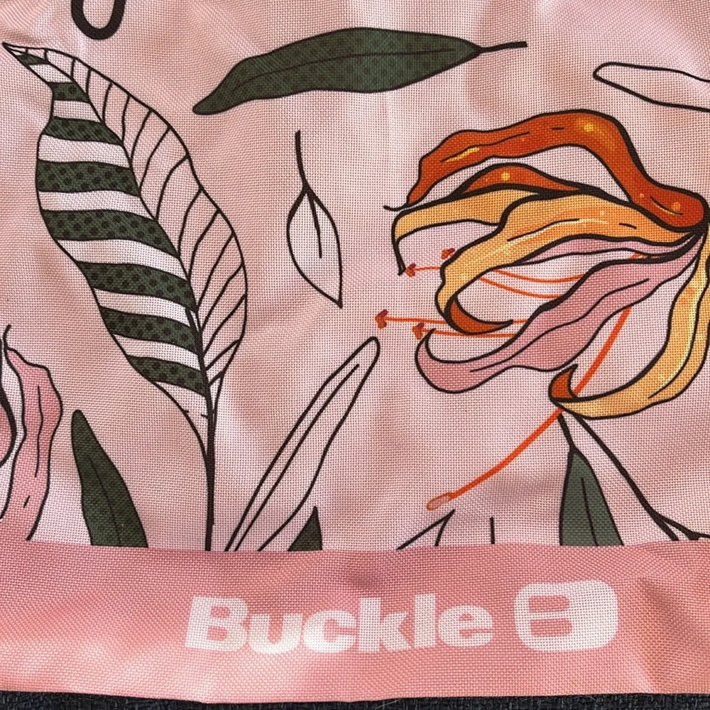 Buckle Floral Print Canvas Backpack with Drawstrings for you’re next Adventure - Picture 2 of 3